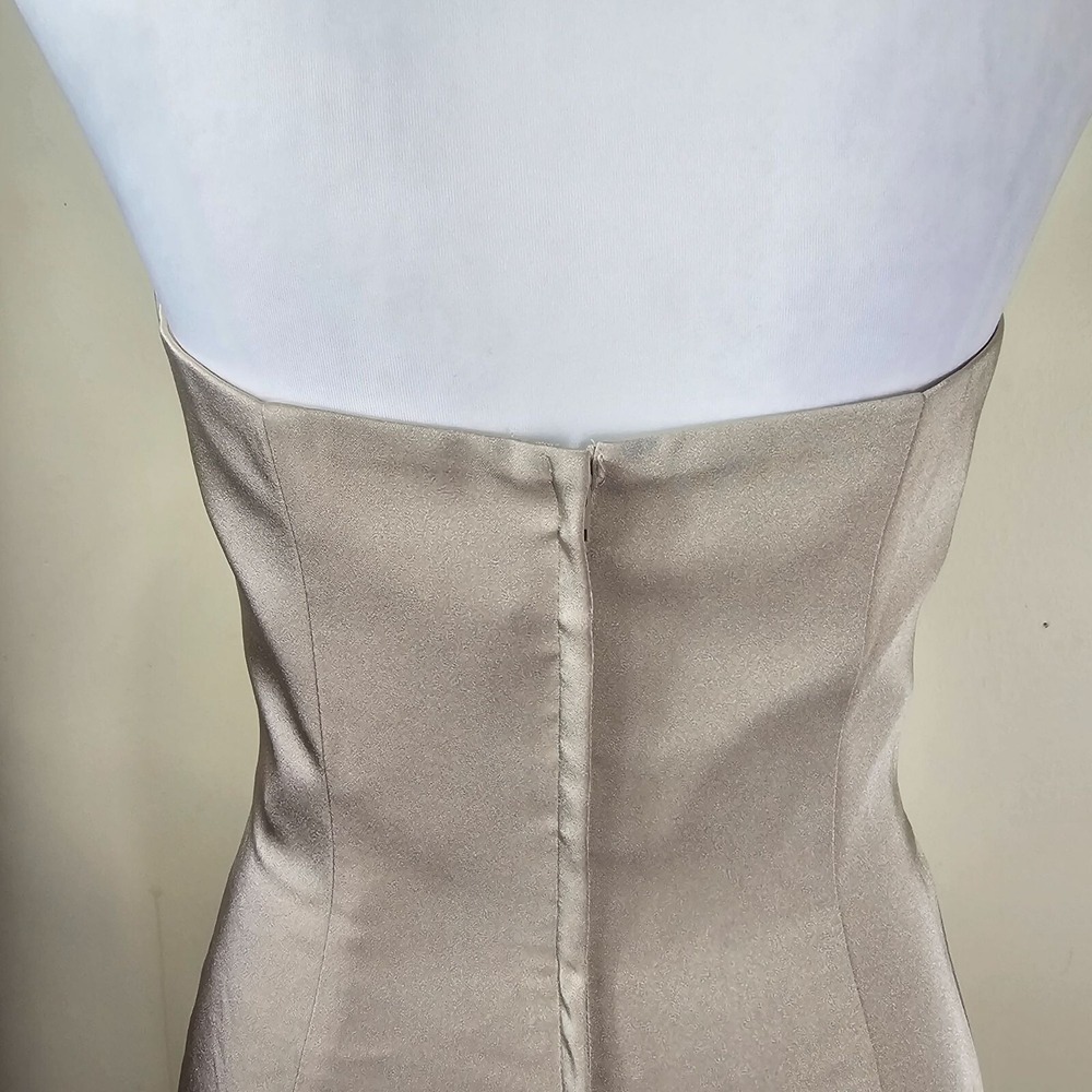 Allure Sweetheart Halter Floor Length Dress 6 Beige Formal Bridesmaids Wedding - Picture 5 of 12